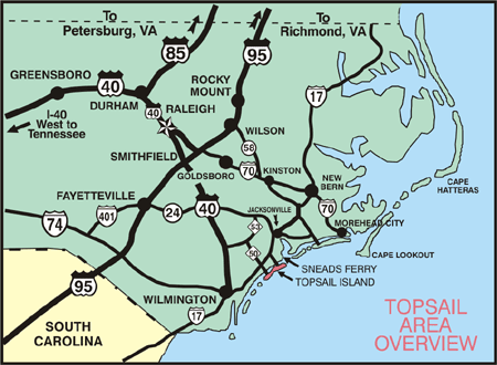 Topsail North Carolina Map Getting To Topsail Island