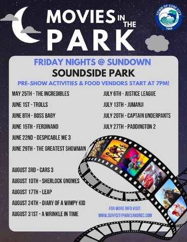 movies in the park with dates flyer | Coastline Realty Vacations